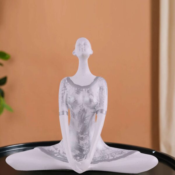Suitable for home decor Yoga Posture Lady Statue Idol for Home Yoga Statue admirable piece of gift (silver)